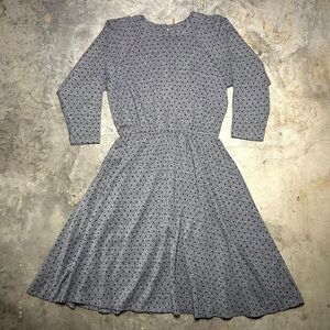 Diversity 80s Gray Black Polka Dot Sweater Dress USA